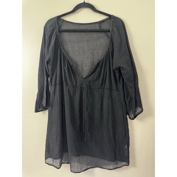 St Bernard Womens L Black Babydoll Sheer Tunic Dress Cover up Whimsigoth Grunge - Picture 1 of 11